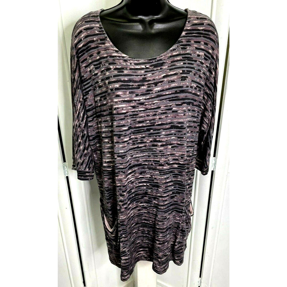 SOMA Raglan 3/4 Sleeve Soft Striped Tunic Pockets